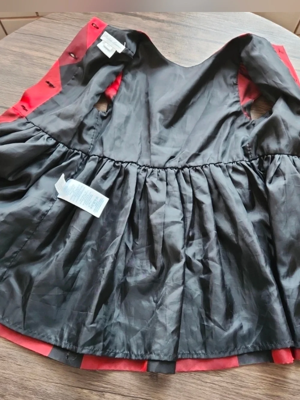 Ralph Lauren 24M Red Buffalo Plaid Taffeta Holiday Dress Black Grosgrain Sash